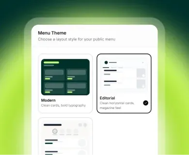 Menu theme and brand styling